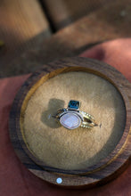 Load image into Gallery viewer, Blue Tourmaline + Australian Opal Ring - Size 8