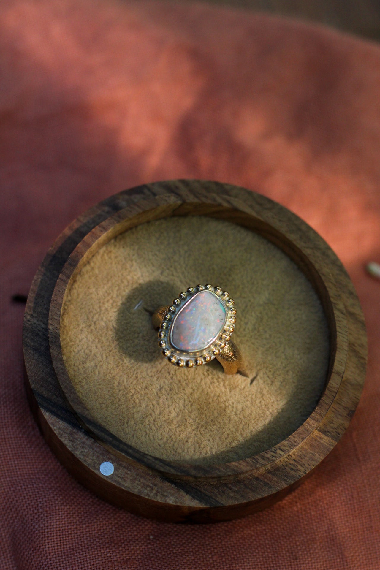 Australian Opal Stardust Ring - Size 6.25