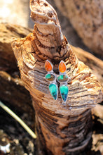 Load image into Gallery viewer, Honeycomb Chalcedony + Green Valley Variscite + Emerald Rose Variscite Earrings