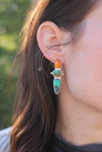 Load image into Gallery viewer, Honeycomb Chalcedony + Green Valley Variscite + Emerald Rose Variscite Earrings
