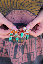 Load image into Gallery viewer, Honeycomb Chalcedony + Green Valley Variscite + Emerald Rose Variscite Earrings