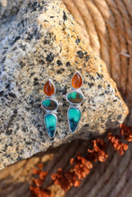 Load image into Gallery viewer, Honeycomb Chalcedony + Green Valley Variscite + Emerald Rose Variscite Earrings