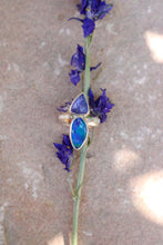 Load image into Gallery viewer, Australian Opal + Tanzanite Ring - Size 7.75
