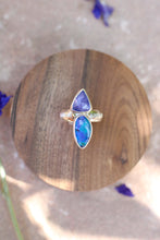 Load image into Gallery viewer, Australian Opal + Tanzanite Ring - Size 7.75
