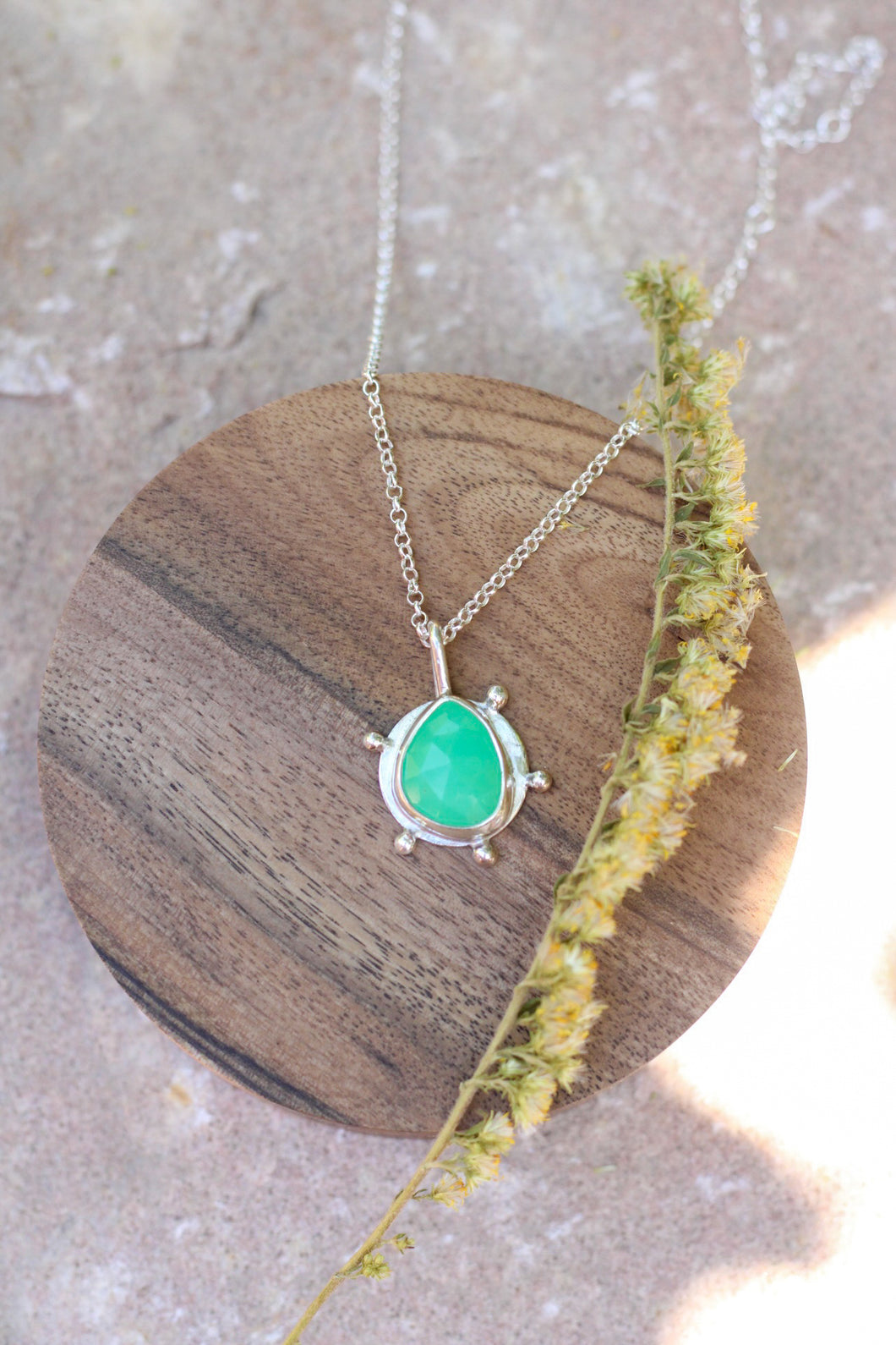 Compass Necklace - Chrysoprase