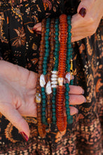 Load image into Gallery viewer, Teal Recycled Bead Necklace - Keshi Pearl

