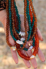 Load image into Gallery viewer, Teal Recycled Bead Necklace - Keshi Pearl
