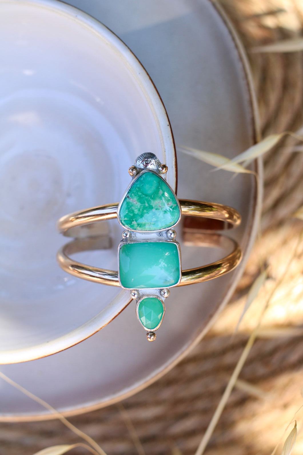 Emerald Valley Turquoise + Chrysoprase Cuff