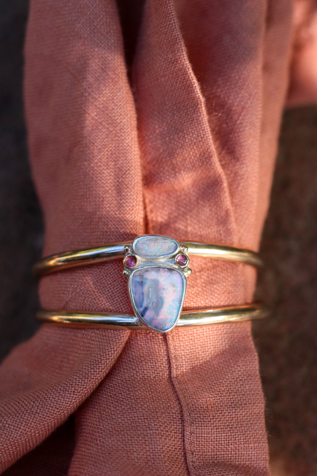 Australian Opal + Tourmaline Cuff