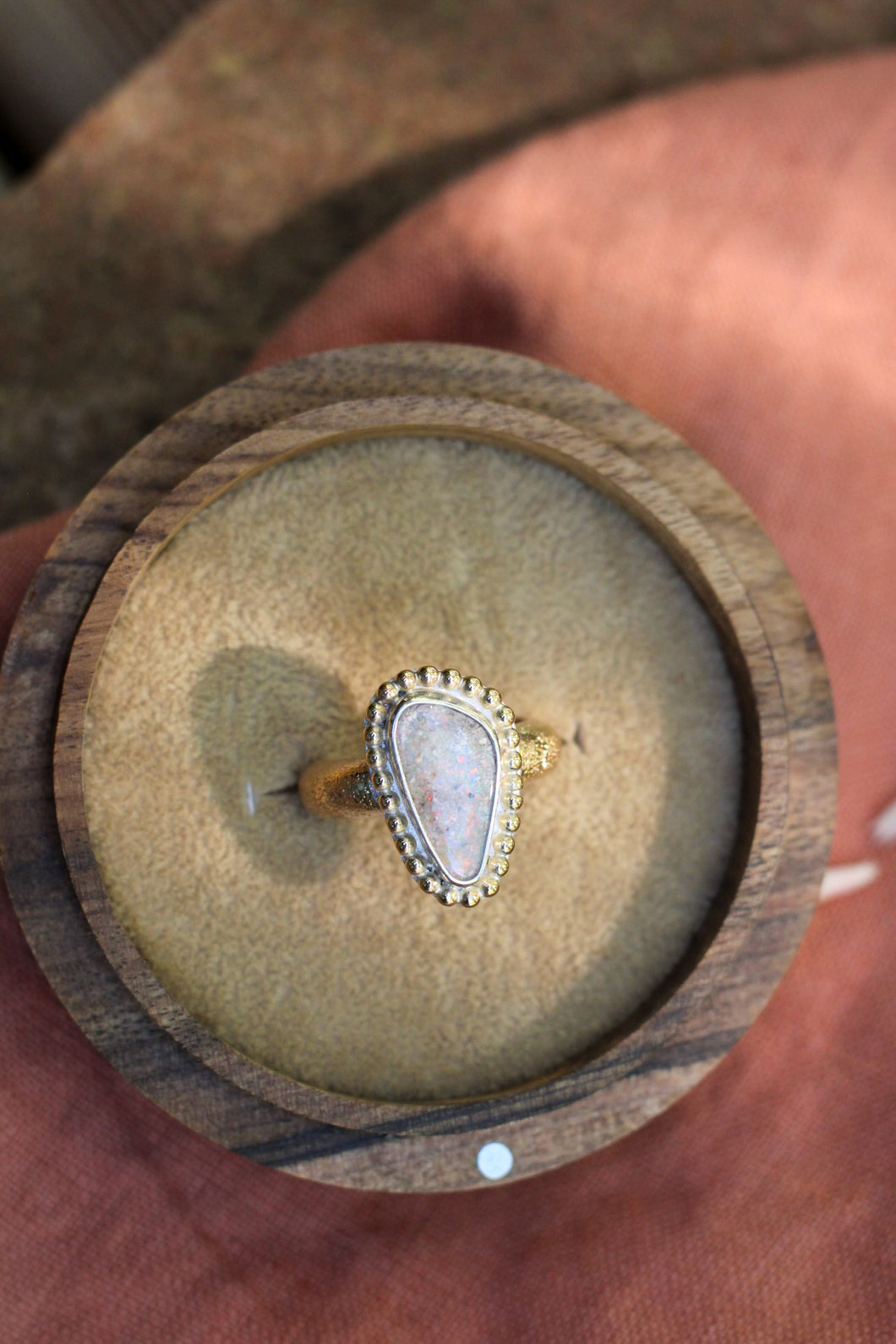 Australian Opal Stardust Ring - Size 7.75