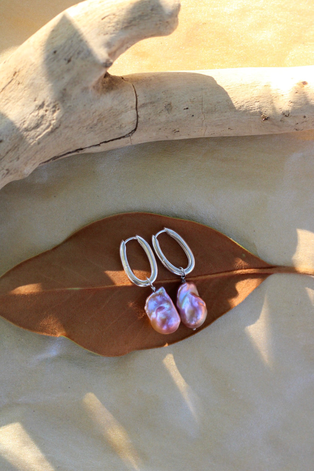 Silver Hoop - Baroque Pearl