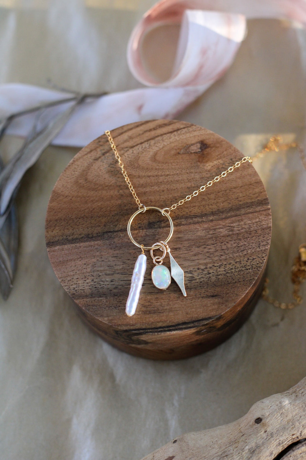 Opal + Pearl + Starburst Necklace