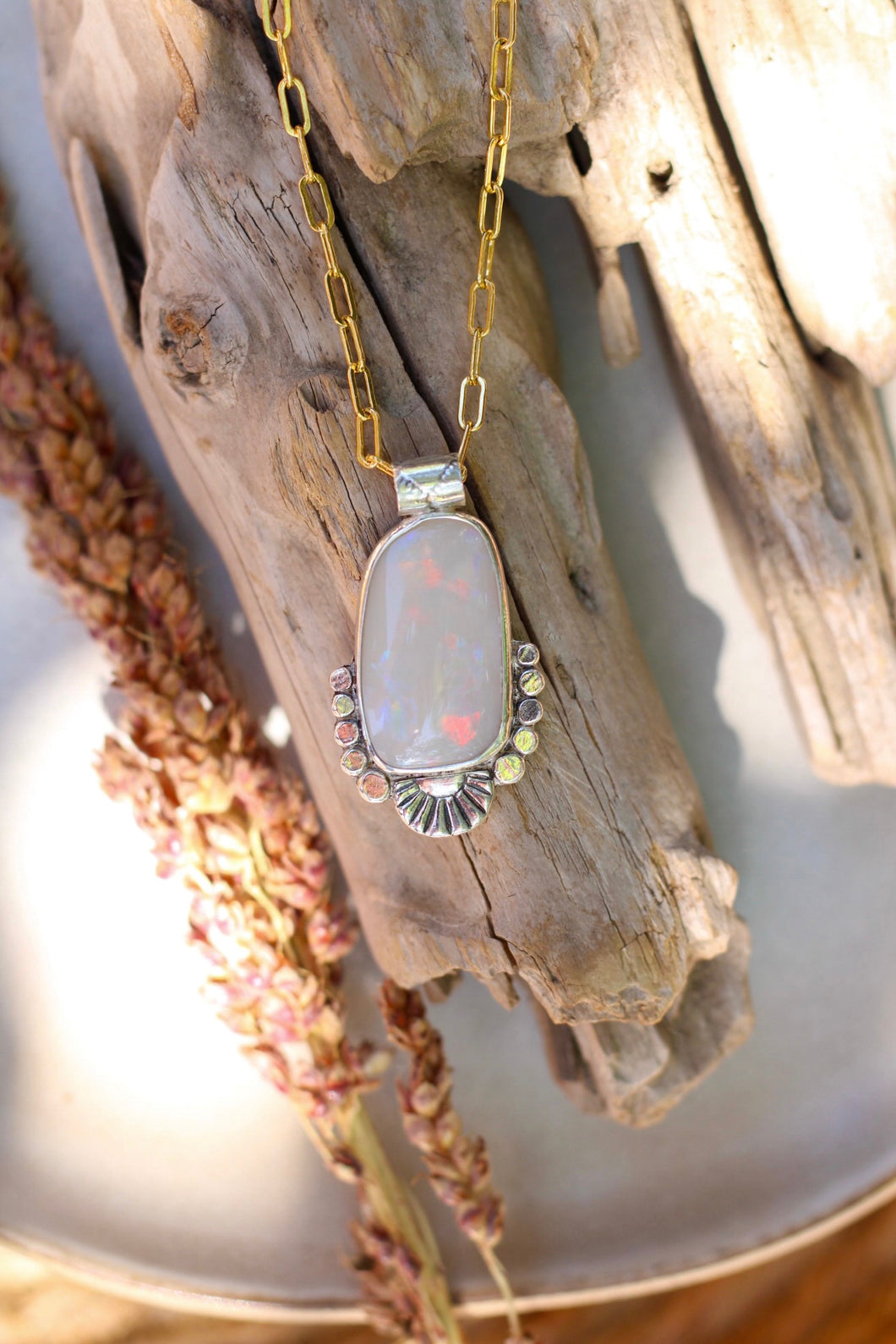 Sun + Australian Opal Necklace