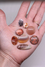 Load image into Gallery viewer, Hand holding a collection of polished stones with various patterns and colors.
