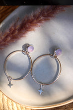 Load image into Gallery viewer, Hoop Earrings + Purple Chalcedony
