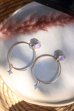 Load image into Gallery viewer, Hoop Earrings + Purple Chalcedony
