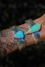 Load image into Gallery viewer, Hammered Australian Boulder Opal Cuff
