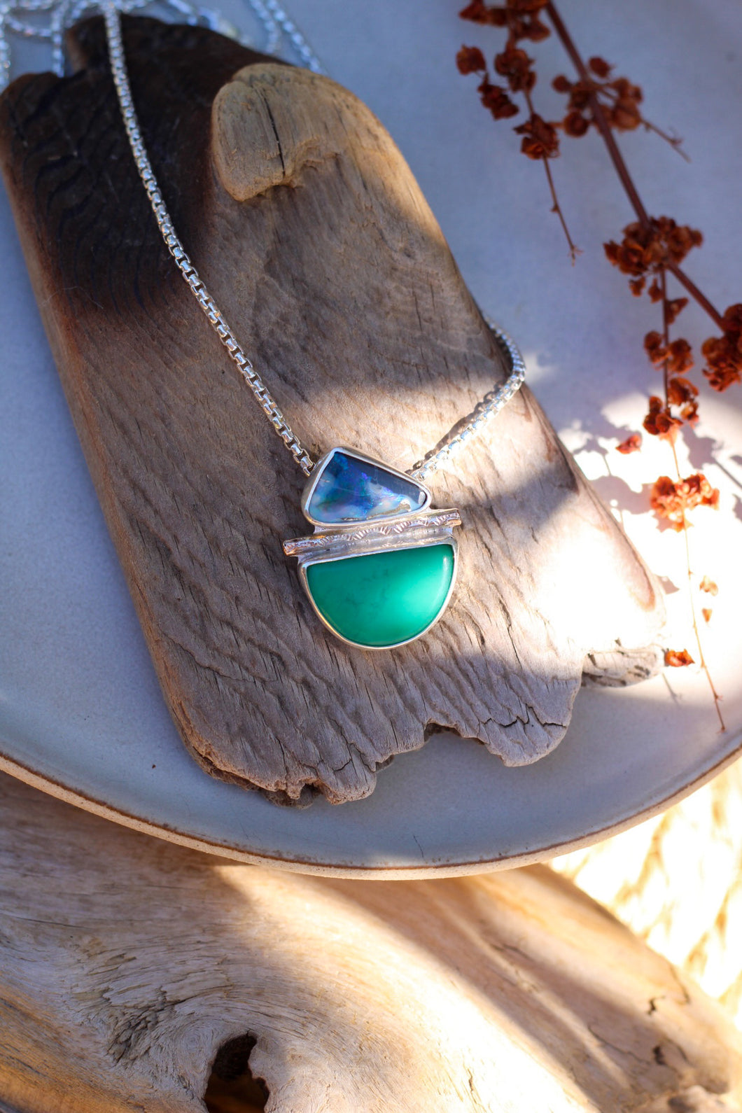 Australian Opal + Chrysoprase HORIZON Necklace