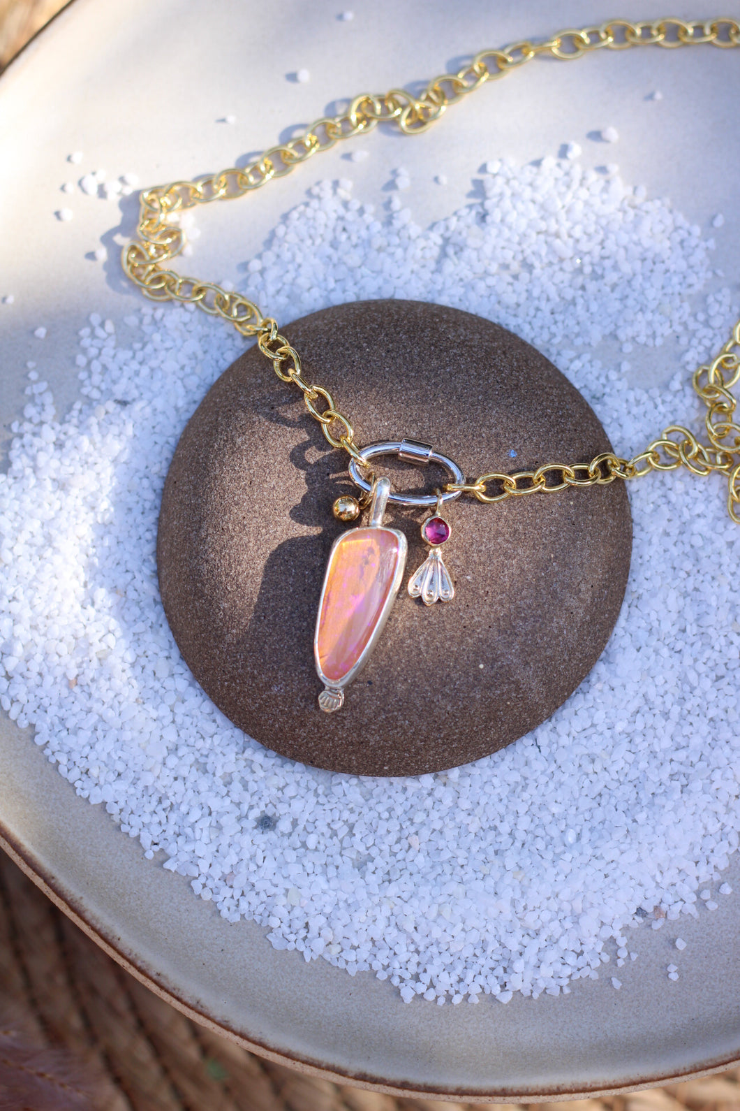 LIBRA Necklace - Australian Pipe Opal + Pink Tourmaline