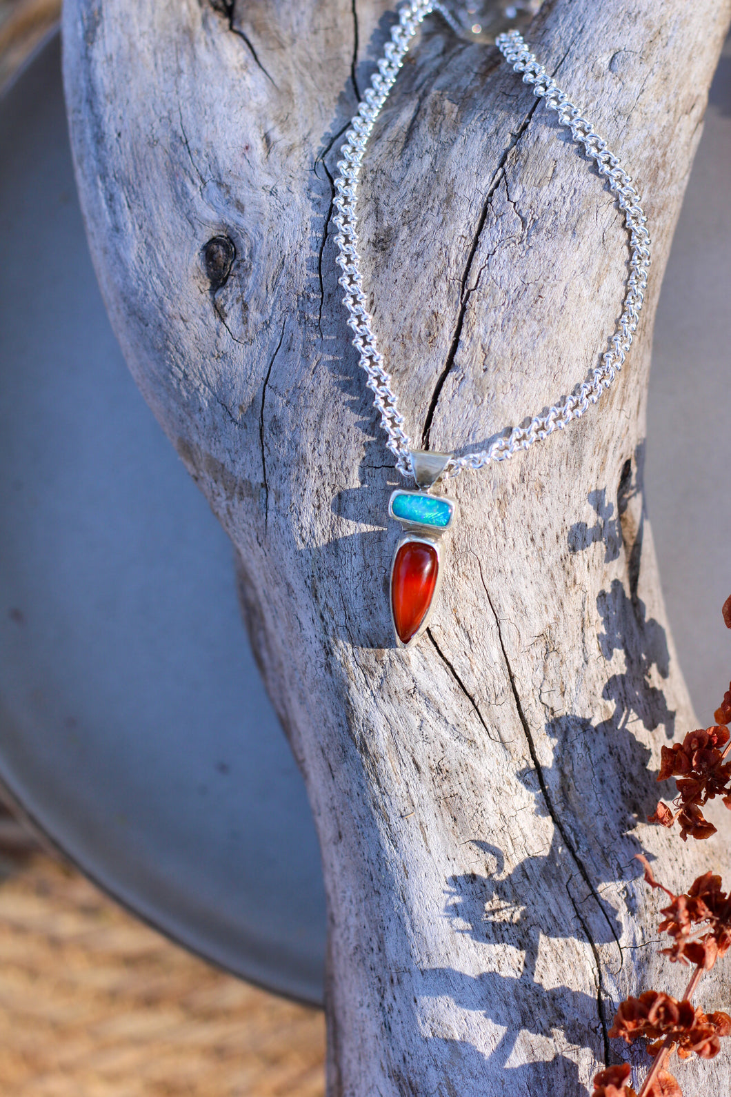 Australian Opal + Honeycomb Chalcedony Necklace