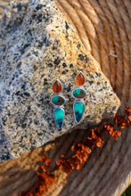 Load image into Gallery viewer, Honeycomb Chalcedony + Green Valley Variscite + Emerald Rose Variscite Earrings
