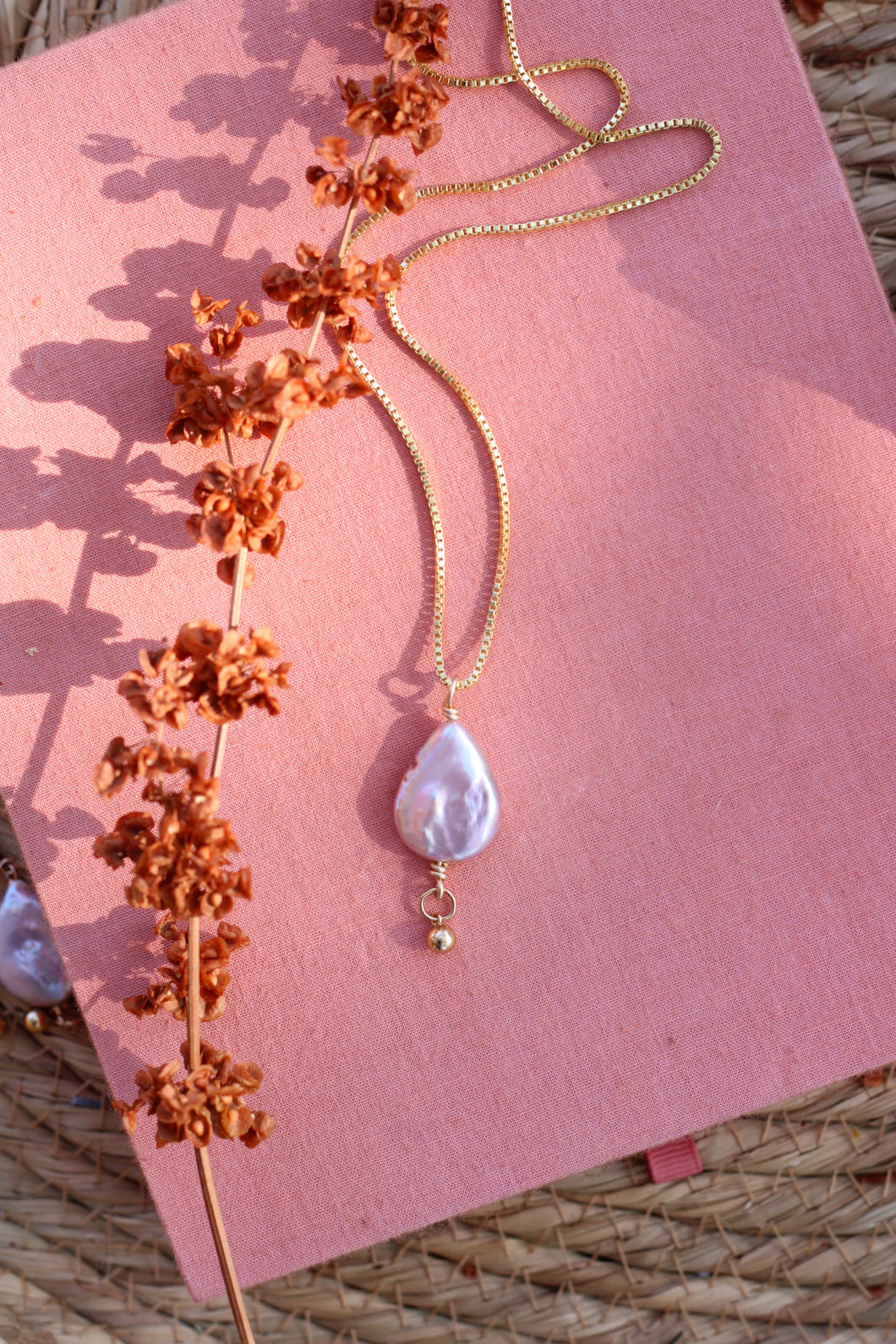 Peach Freshwater Pearl Necklace