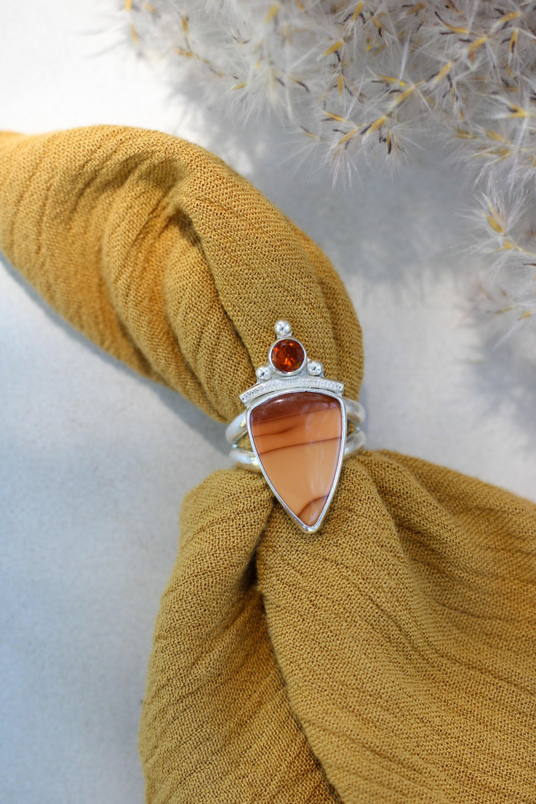 Bruneau Jasper + Tourmaline Ring - Size 6.5
