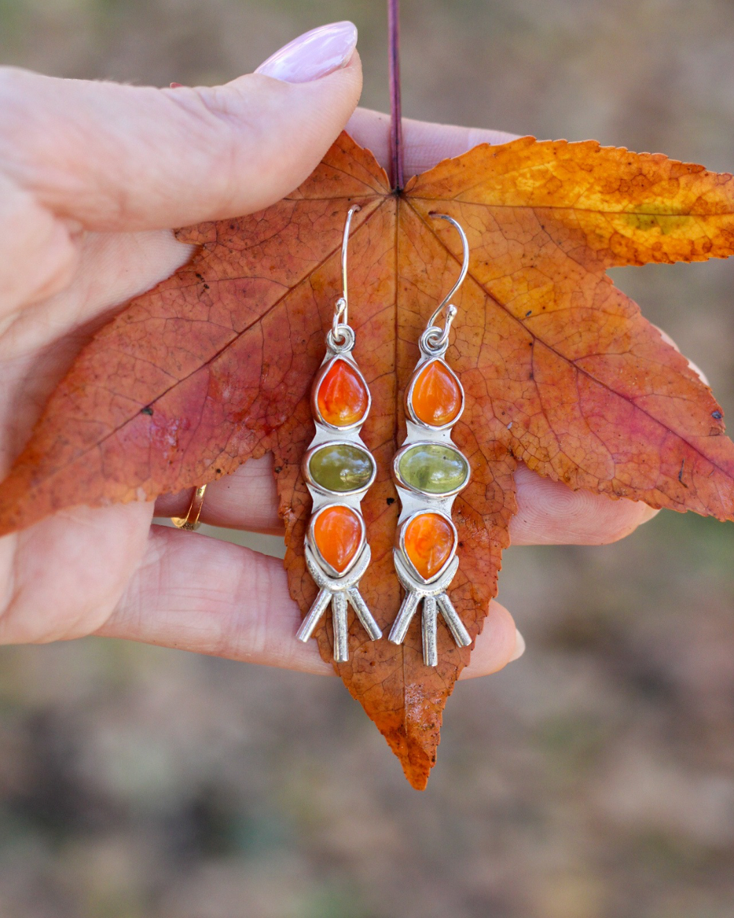 Carnelian + Cat-Eye Apatite Earrings