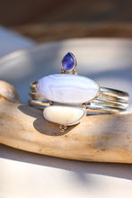 Load image into Gallery viewer, Blue Lace Agate + Tanzanite + Opal Cuff
